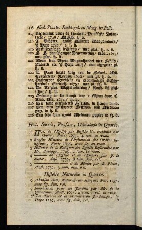 16-36, Hist. Sacrée, Profane, Généalogie in Quarto...