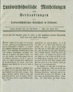 Zweiten Bandes 5tes und 6tes Stück. - Mai und Juny 1831.