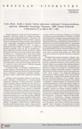 54: [Rezension von: Aleksandra Geysztora (Hrsg.), Curia Maior. Studia z dziejów kultury ofiarowane Andrzejowi Ciechanowieckiemu]