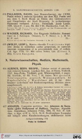 X. Naturwissenschaften, Medizin, Mathematik, Physik (Nr. 416 - 432b)