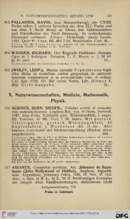 X. Naturwissenschaften, Medizin, Mathematik, Physik (Nr. 416 - 432b)