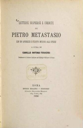 Lettere disperse e inedite : con un' app. di scritti intorno allo stesso