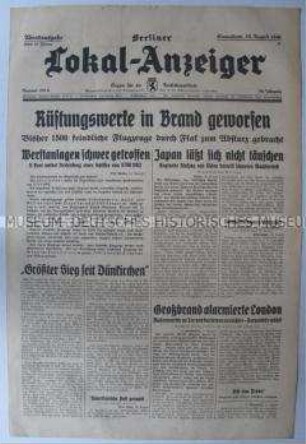 Tageszeitung "Berliner Lokal-Anzeiger" u.a. über den Luftkrieg gegen England