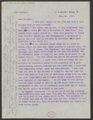Brief an Charles G... Volkert : 20.11.1910