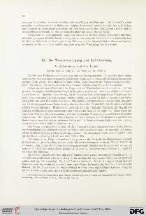 IX. Die Wasserversorgung und Entwässerung
