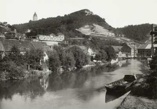 Freyburg, Stadtansicht : Freyburg (Unstrut). Jahnhaus (Geburtshaus Friedrich Ludwig Jahns) und Burg Neuenburg