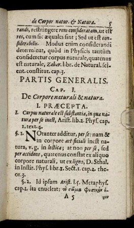 Cap. I. De Corpore naturali & natura.