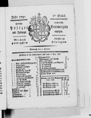 6tes Stück, Ausgabe vom 8. Februar 1797