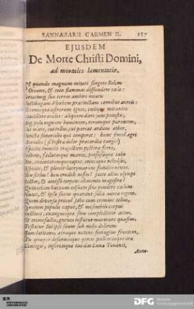 Ejusdem De Morte Christi Domini, ad mortales lamentatio.