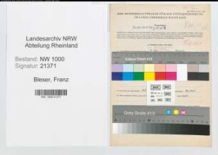 Entnazifizierung Franz Bleser, geb. 05.12.1899 (Techn.Assistent)
