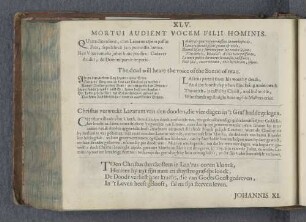 XLV. Mortui audient vocem filii hominis. The dead will heare the voice of the Sonne of man. Christus verweckt Lazarum van den dooden, die vier dagen in 't Graf hadde gelegen.