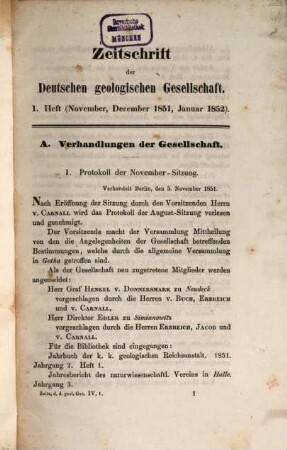 Zeitschrift der Deutschen Geologischen Gesellschaft. 4, 4. 1852