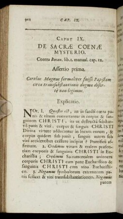 Caput IX. De Sacræ Coenæ Mysterio.