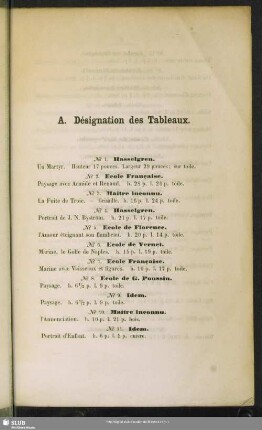 A. Désignation des Tableaux