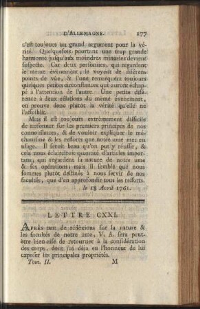 Lettre CXXI-CXXV