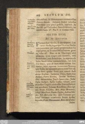 Sectio XVIII. De re Literaria.