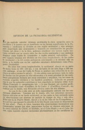 IV - División de la Patagonia occidental