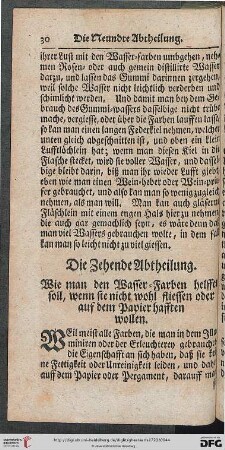 Die Zehende Abtheilung.