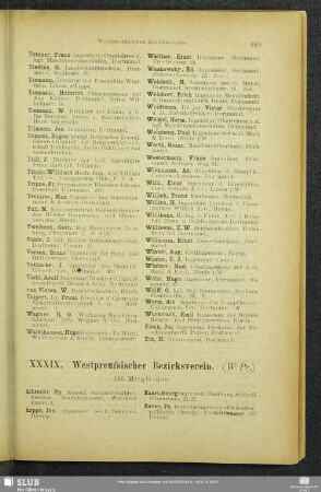 XXXIX. Westpreußischer Bezirksverein.