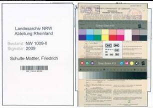 Entnazifizierung Friedrich Schulte-Mattler , geb. 24.08.1899 (Vers.Vertreter)