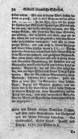 : Ueber den Werth einiger deutscher Dichter und über andere Gegenstände. St.1.2.