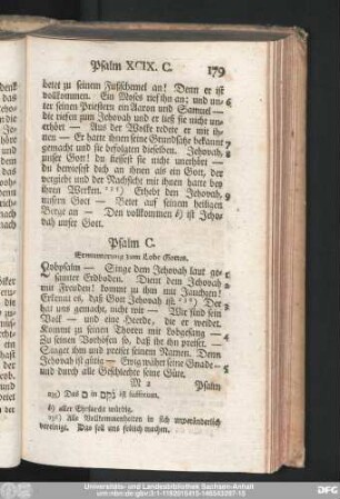 Psalm C. Ermunterung zum Lobe Gottes.