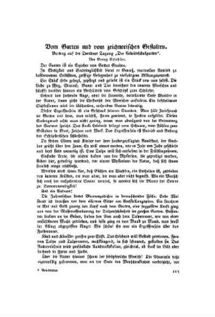 Vom Garten und vom zeichnerischen Gestalten : Vortrag auf der Dresder Tagung "Der Arbeitsschulgarten"