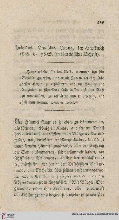 Polyidos. Tragödie. Leipzig, bey Hartknoch 1805 [...]