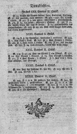 Druckfehler. In des XXX. Bandes II. Stück. - XXXII. Bandes II. Stück.