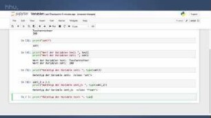 Programmierung - Variablen, Datentypen und Operationen in Jupyter Notebook