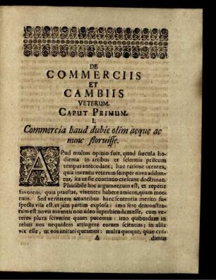 De Commerciis et Cambiis Veterum.