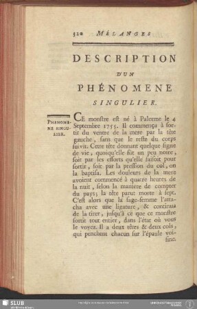 Description D'Un Phénomene Singulier