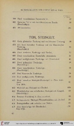 Ton, Steingut (Nr. 402-420)