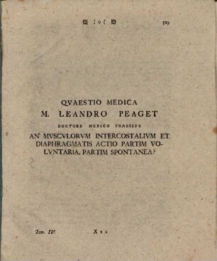 Quaestio medica: An musculorum intercostalium et diaphragmatis actio partim voluntaria, partim spontanea?