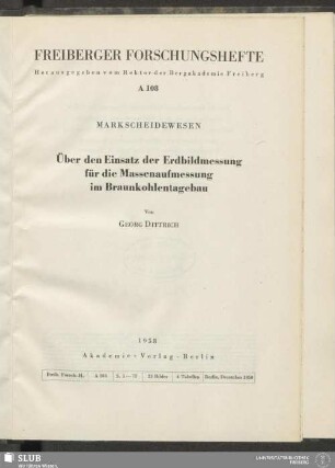 Über den Einsatz der Erdbildmessung für die Massenaufmessung im Braunkohlentagebau