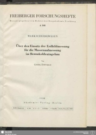Über den Einsatz der Erdbildmessung für die Massenaufmessung im Braunkohlentagebau
