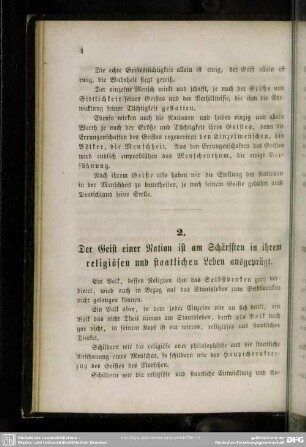 2. Der Geist einer Nation ist am Schärfsten in ihrem religiösen und staatlichen Leben ausgeprägt