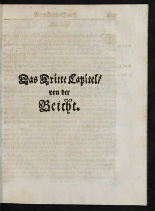 Das Dritte Capitel/ von der Beicht.