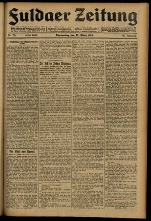 Erste Ausgabe vom Donnerstag, den 27. März 1913.