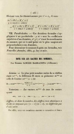 Note sur les racines des nombres.