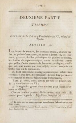 Deuxieme partie. Timbre. Zweiter Theil. Stempel
