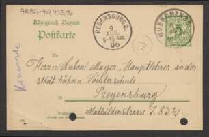 Brief von Joseph Kränzle an Anton Mayer