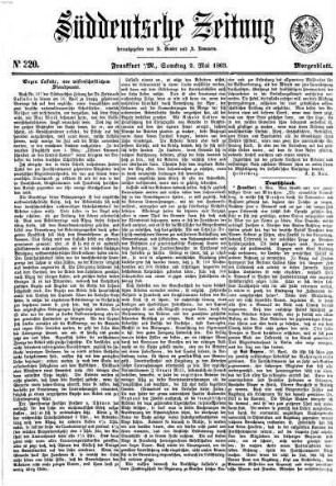 Süddeutsche Zeitung. Morgenblatt. 1863,5/8, 1863,5/8