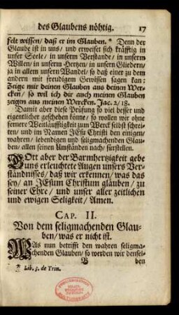 Cap. II. Von dem seligmachenden Glauben/ was er nicht ist.