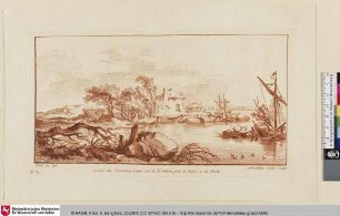 [Landschaft mit Fischerbooten und Windmühle]