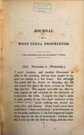 Journal of a West India proprietor : kept during a residence in the island of Jamaica