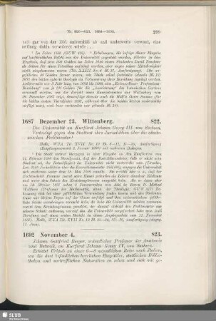 822. 1687, Dezember 23. Wittenberg