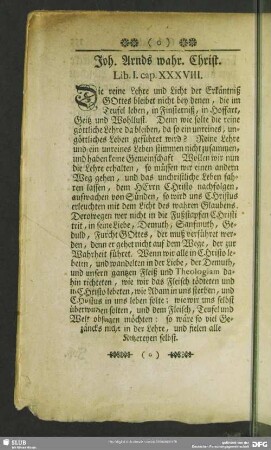 Joh. Arnds wahr. Christ. Lib. I. cap. XXXVIII
