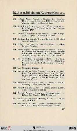 Bücher u. Bibeln mit Kupferstichen (Nr. 315-335)