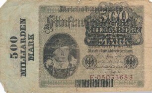Zahlungsmittel / Reichsbanknote / 500 Milliarden Mark